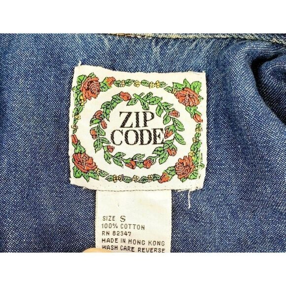 Vintage Zip Code Denim Jacket Quilted Velvet Plaid S - Picture 3 of 3